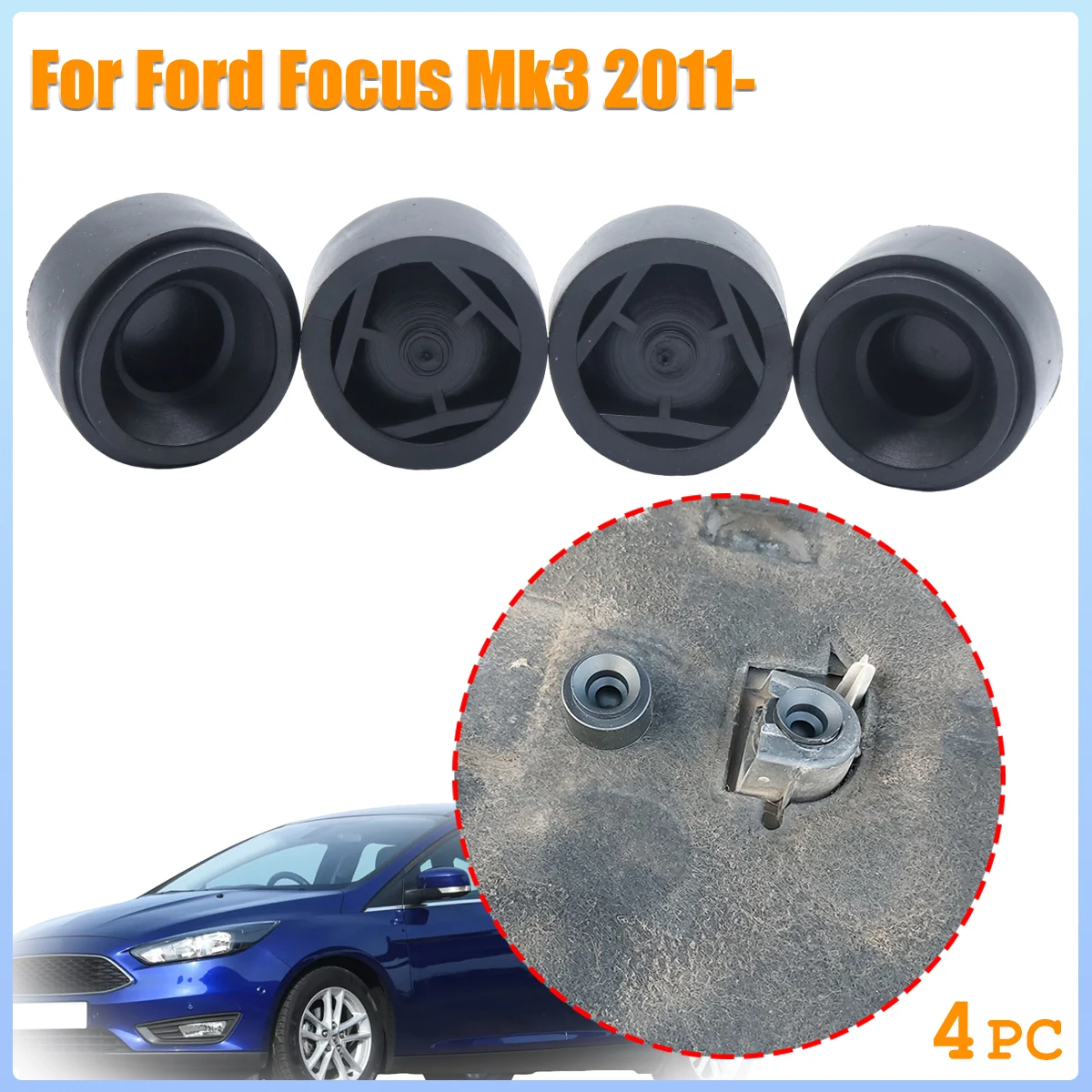 

4X Car Engine Rubber Mounting Bush For Ford Focus Mk3 2011- Protective Under Guard Plate Clip Grommet Support Bungs Replacement