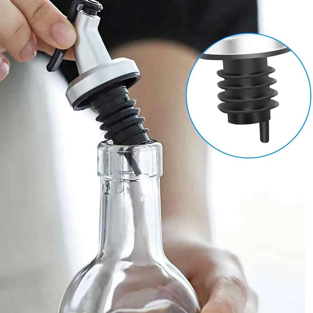 New 4 Pieces Oil Stopper Pourer,Leakproof Bottle Pourer,Olive Oil Leakproof Spouts,with Dust Cap,for Oil,Olive Oil,Vinegar