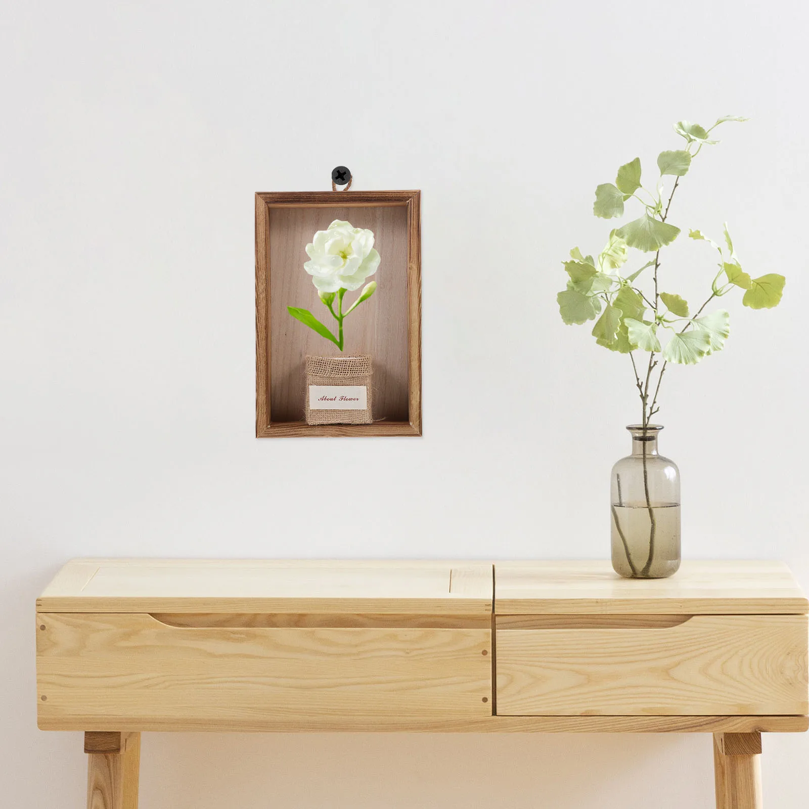 

2pcs Wooden Frame Flower Pot Wall Hanging Planter Decorative Basket Home Storage Holder Vase For Plants Rustic Style