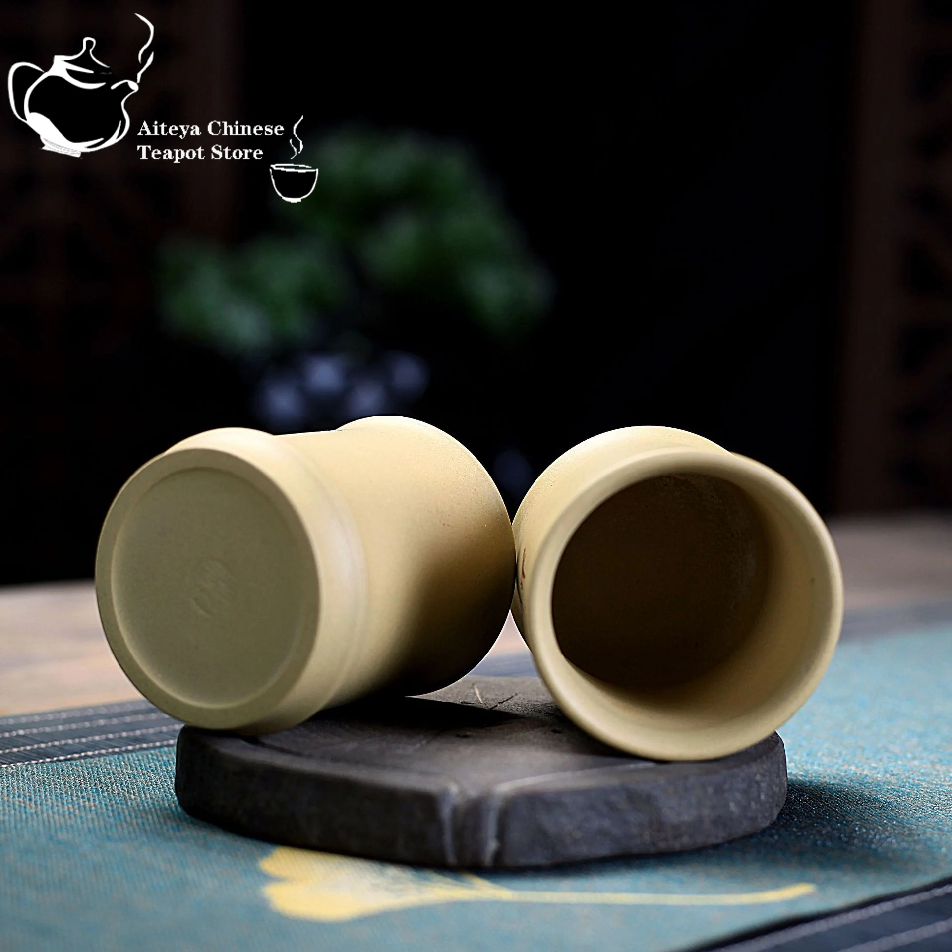 Yixing semi handmade purple clay cup, pottery carved bamboo knot personal cup, single cup Kung Fu tea set, Chinese tea cup