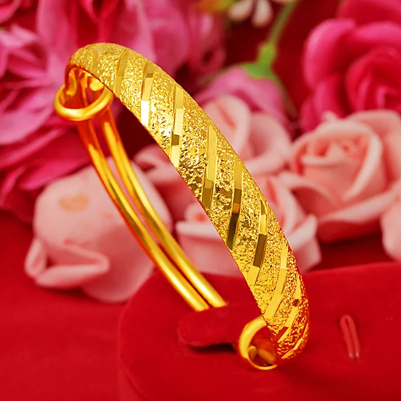 Simulated Real 14K Gold Color Bracelet Starry Glossy Push-Pull Open Mouth Genuine Goods Non-Fading Ladies' Bracelet Hot Sale