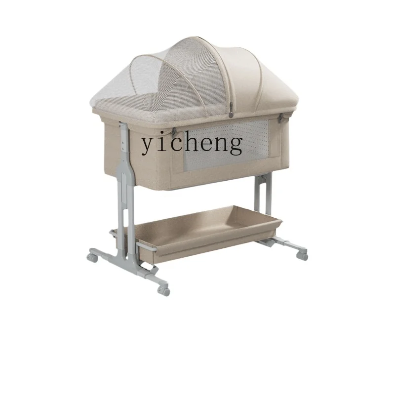 Tqh Baby Crib Movable Splicing Bed Baby Multi-Functional Folding Bed Newborn Children's Bed