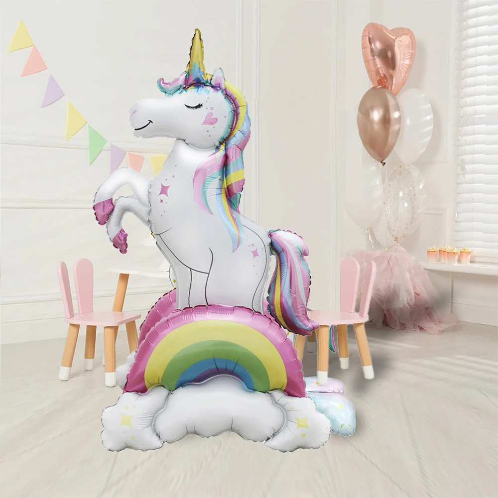 Unicorn Balloon 37 Inch Standing Rainbow Unicorn Aluminum Foil Balloon 3D Magic Rainbow Cloud Unicorn Birthday Party Baby Shower view 4