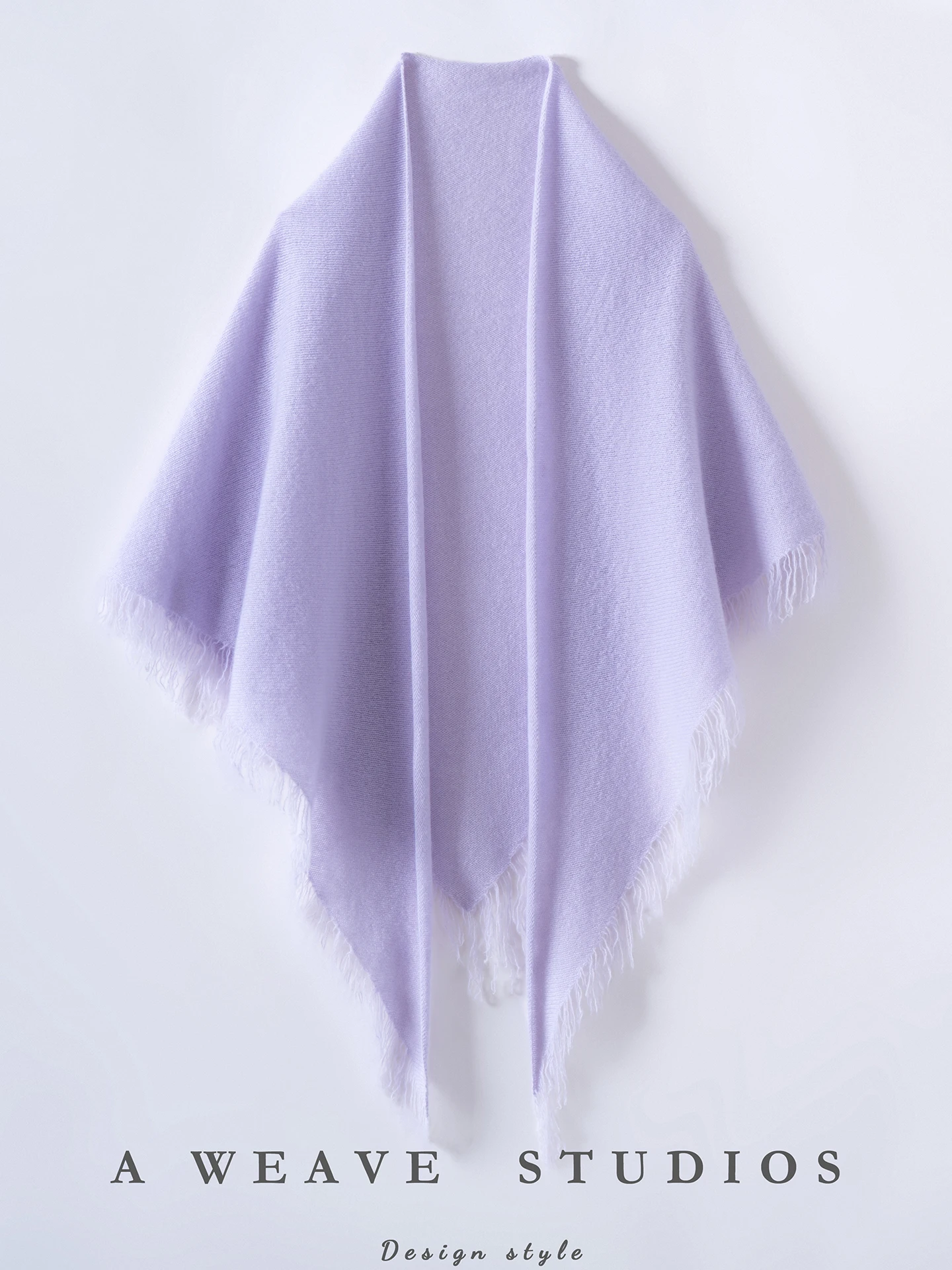 100% Cashmere Tassel Triangle Shawl Women's All Seasons Clothes Solid Color Shawl Knitted Fashion Versatile Shawl