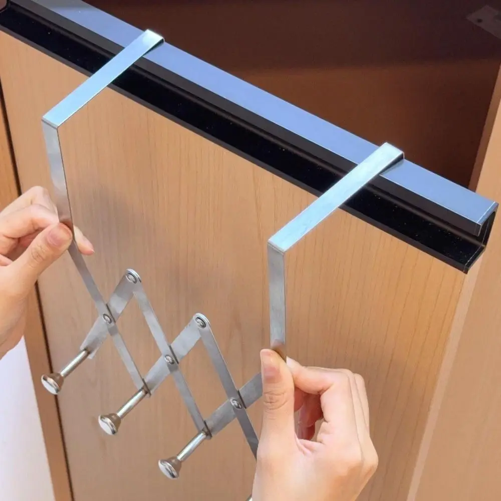 New Foldable Back Door Hook Stainless Steel Wall-mounted Retractable Clothes Rack Adjustable Storage Rack