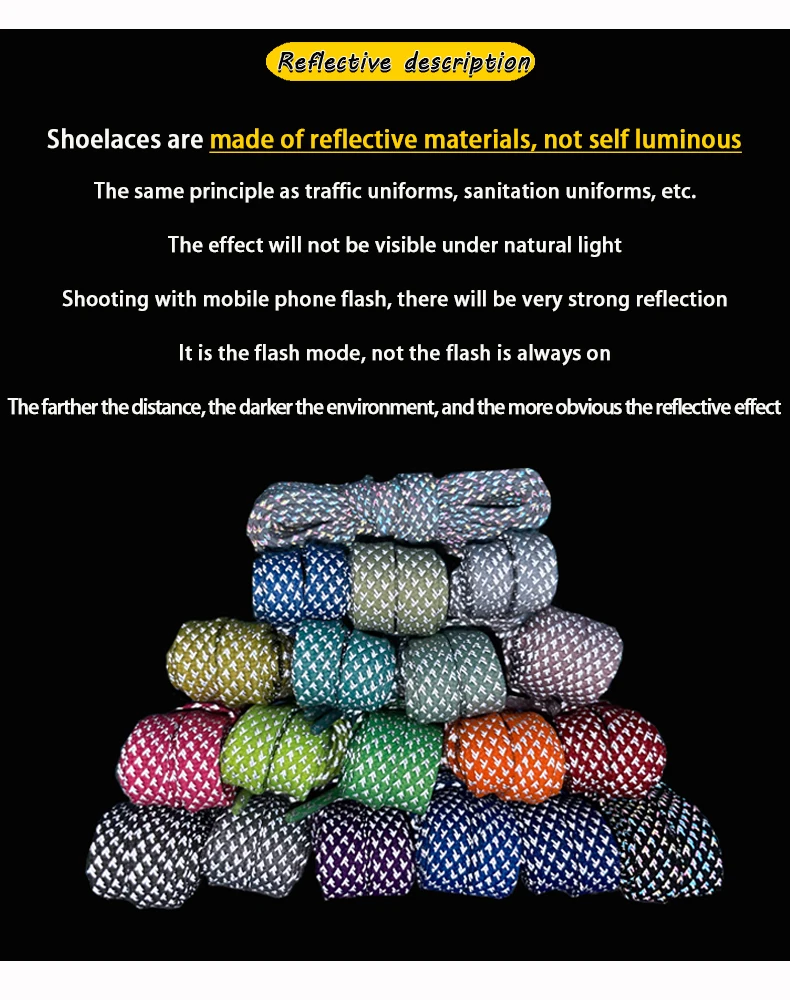 1 Paar Reflektierende Schnürsenkel Flache Schnürsenkel für Sneaker Bunte Reflektierende Schuhbänder Leuchtende Schnürsenkel 100/120/140/160CM Schnüre – Detail 1