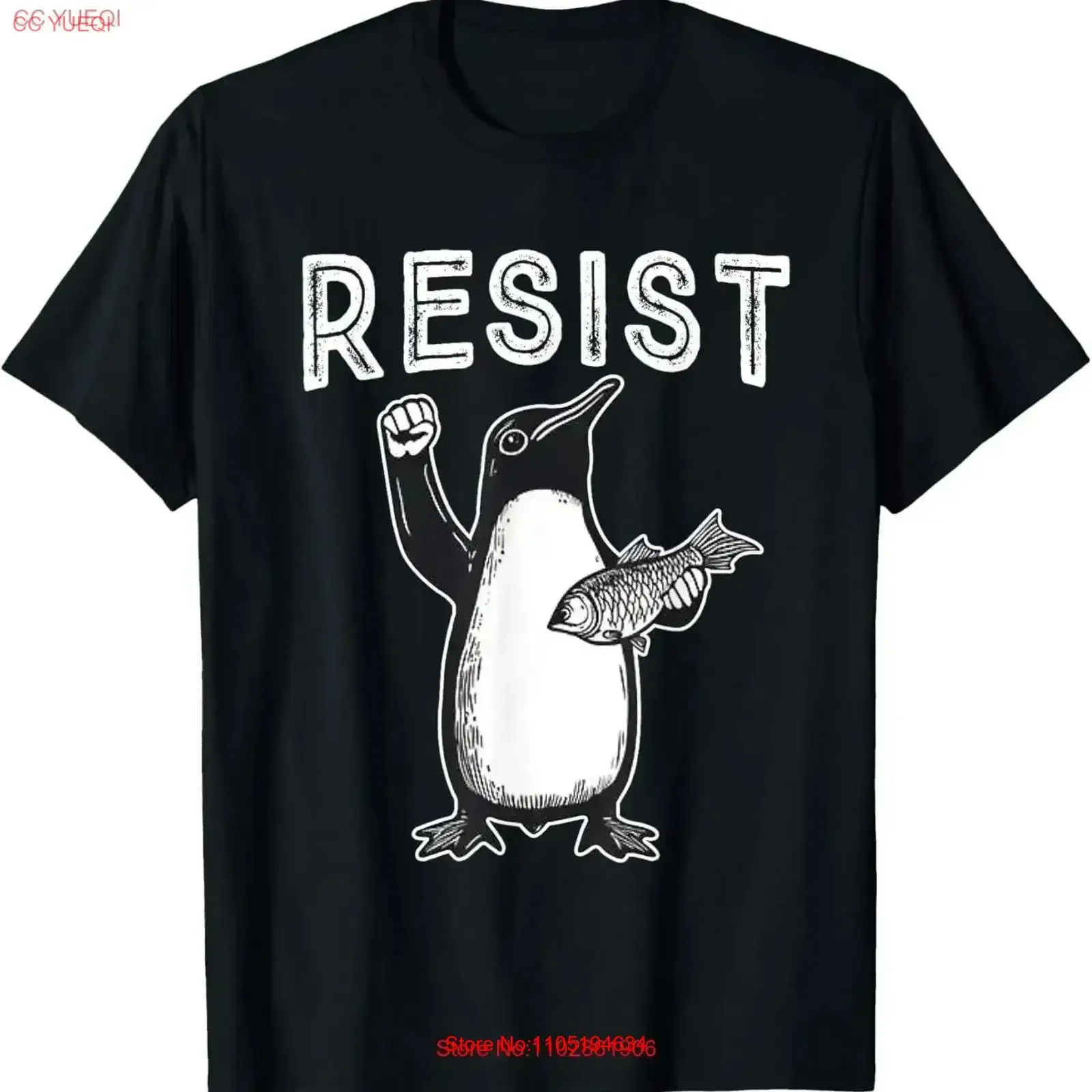 Resist Penguin Political Protest T Shirt vintage Washed designer clothes Casual fashion Stylish streetwear homme Stretched
