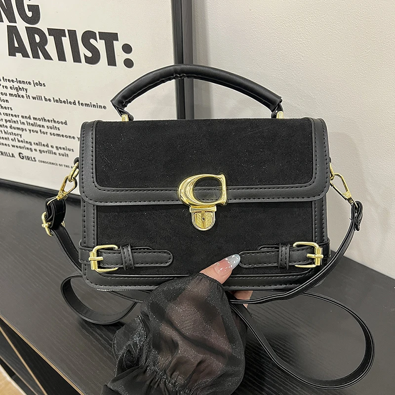 

Unique Solid Color Tote Bag With Letter Logo Elegant Leather Crossbody Handbag Women Vintage Chic