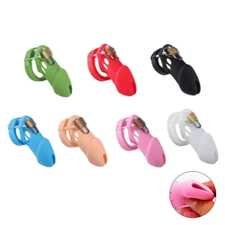 7 Colors Silicone Male Chastity Device Cock Cage Sex Toys with 5 Penis Ring Prevent Breaking Free Standard Short Cages Sex Shop