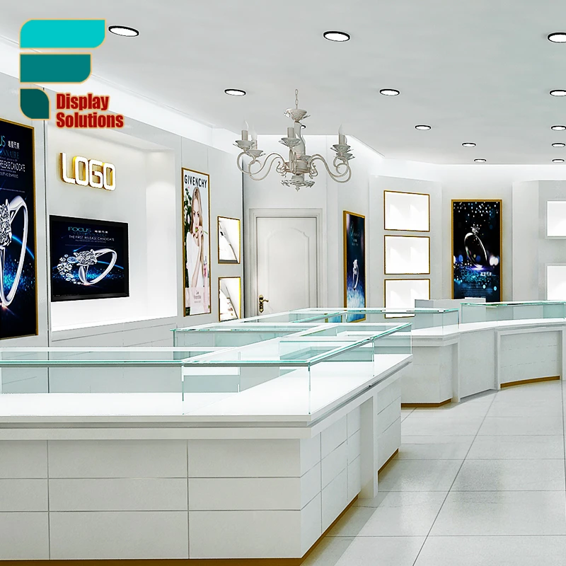 Customized-Luxury Wooden Cabinet Modern Jewelry Showcase Jewelry Store Design Jewelry Display Cabinet