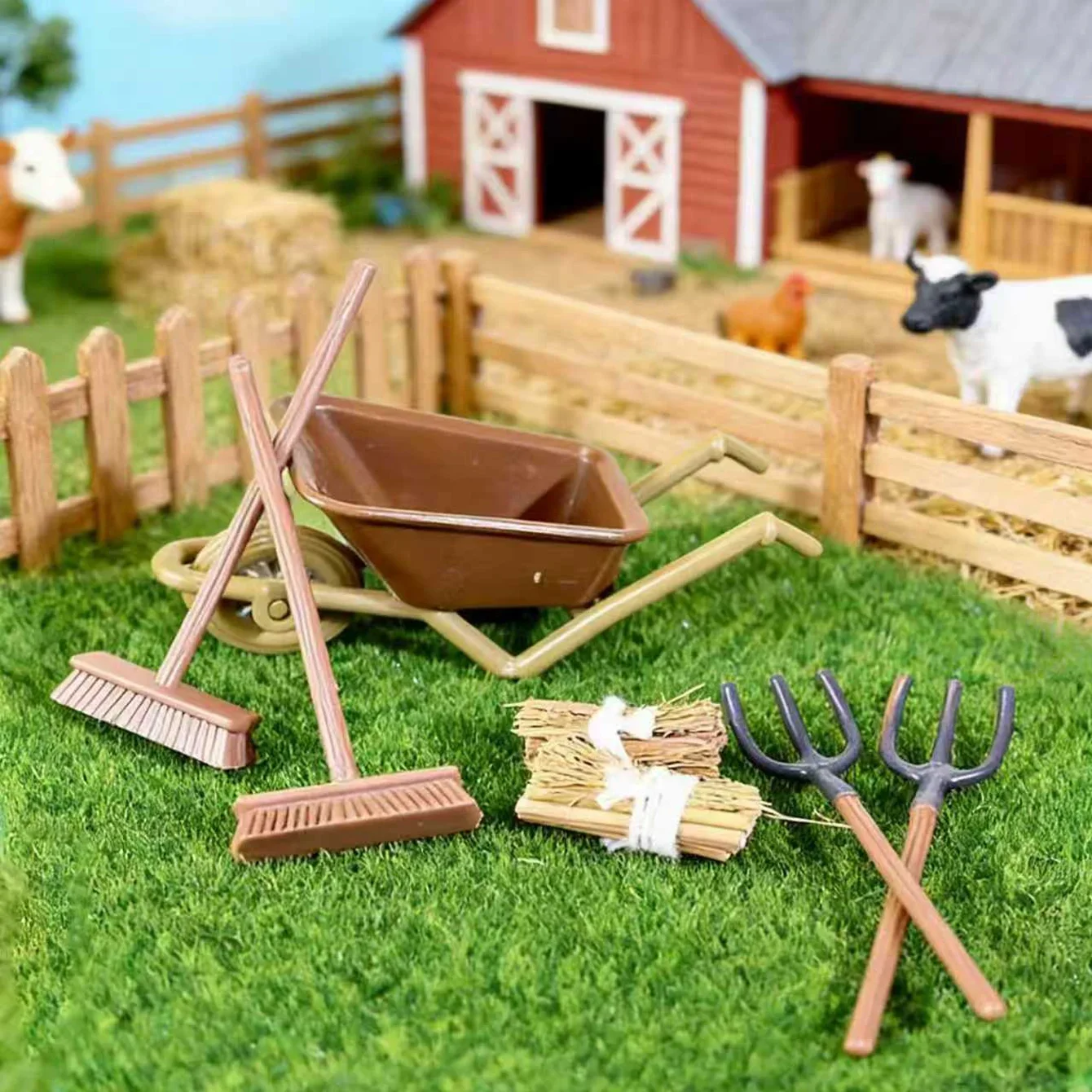 5-piece/1-set Miniature Building Scene Hand Truck Set, Dollhouse Accessories, Outdoor Planting Scene Accessories, Suitable for