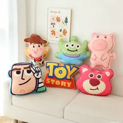 Cute Toy Story Plush Toy Woody Buzz Lightyear Alien Plushies Cartoon Double Sided Printed Pillow Back Cushion Gifts Girl