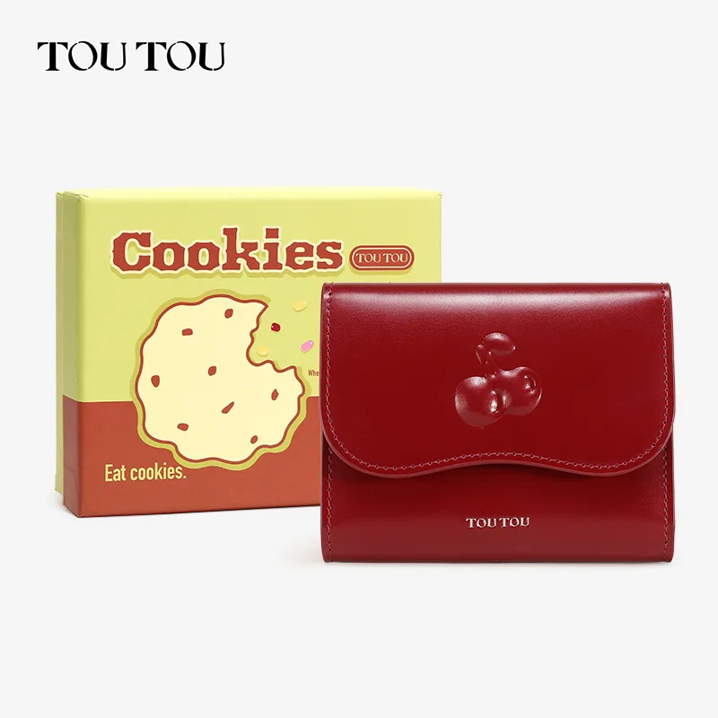Toutou Red New Cowhide Wallet, ein leichter, kompakter roter Karten- und Münzbeutel, kleiner Damen-Geldbeutel, Kartenhalter, Caibu-Kartenetui – Detail 29
