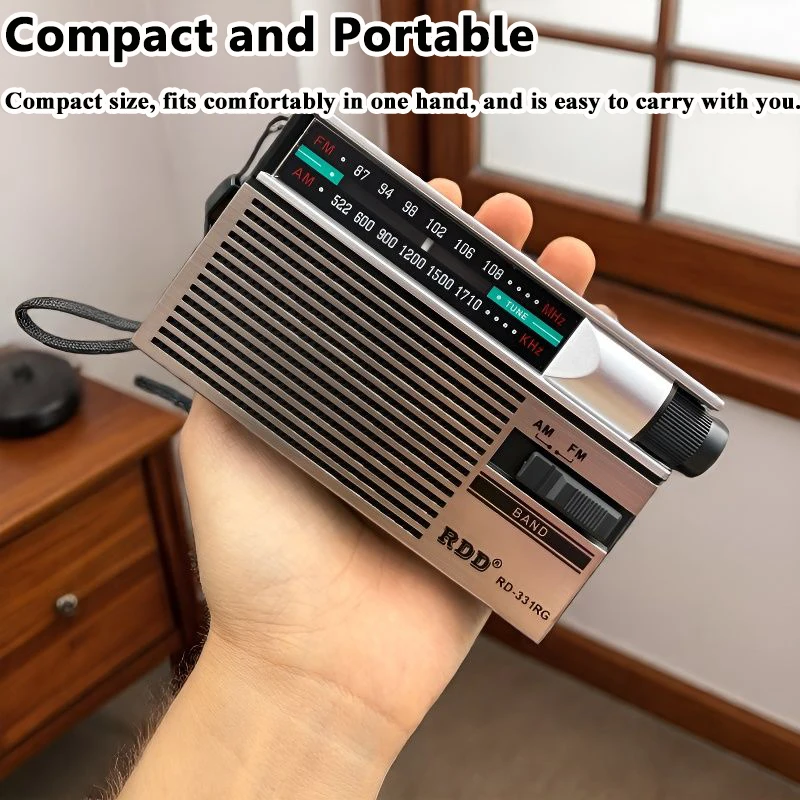 Mini Retro FM AM Radio Portable High Sensitivity Radios with  Retractable Antenna 3.5mm Headphones Jack Rechargeable Vintage Rad