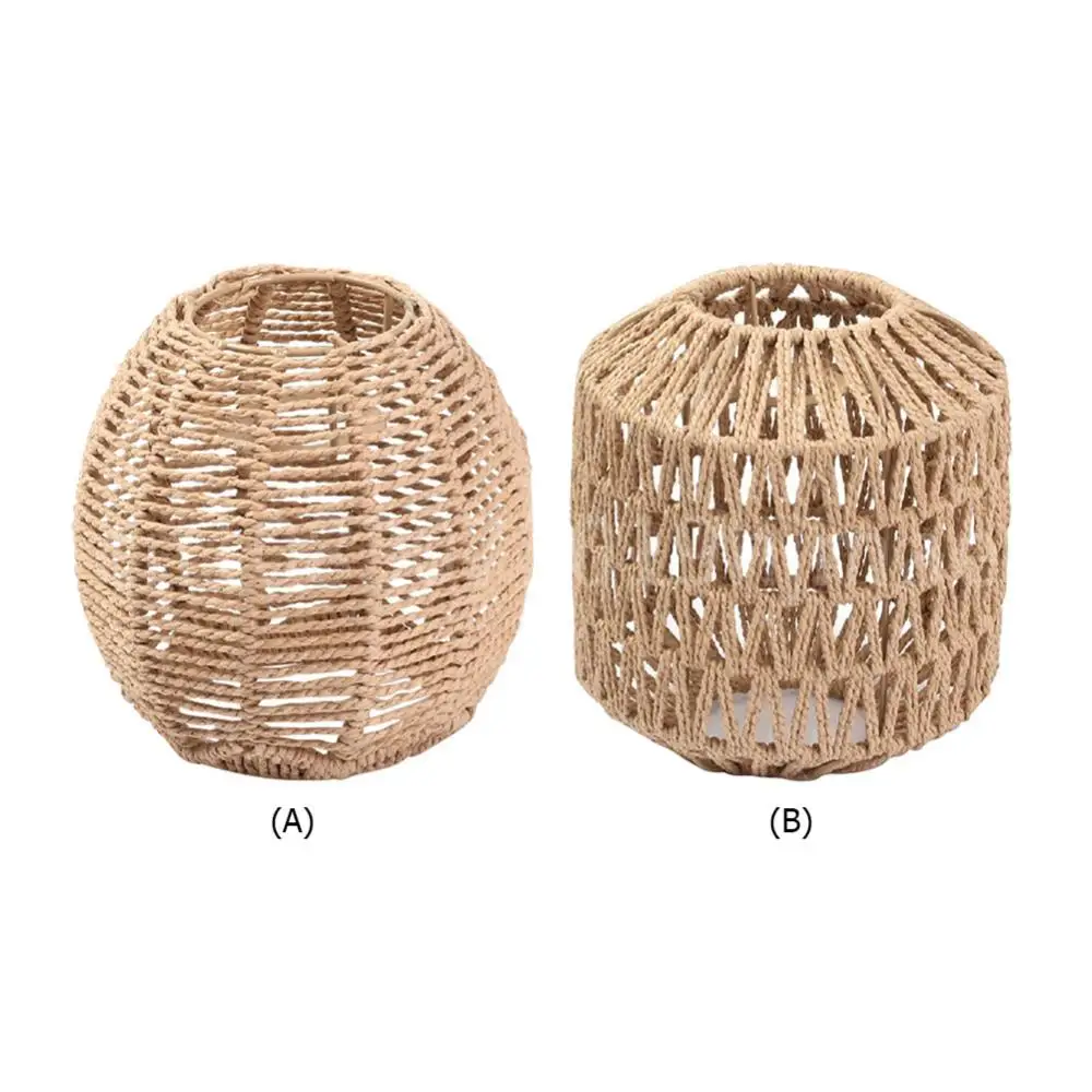 

Simulated Rattan Ceiling Light Cover Rustic Bulb Guard Cage Handmade Woven Lamp Shade for Living Room Bedroom Hotel Restaurant