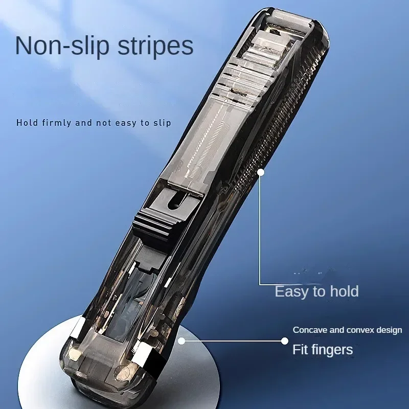 Staple Metal Clip Push Hand Paper Clipper with Refill Fixing Organizing Stapler Reusable Push Clamp for Document File Stationery