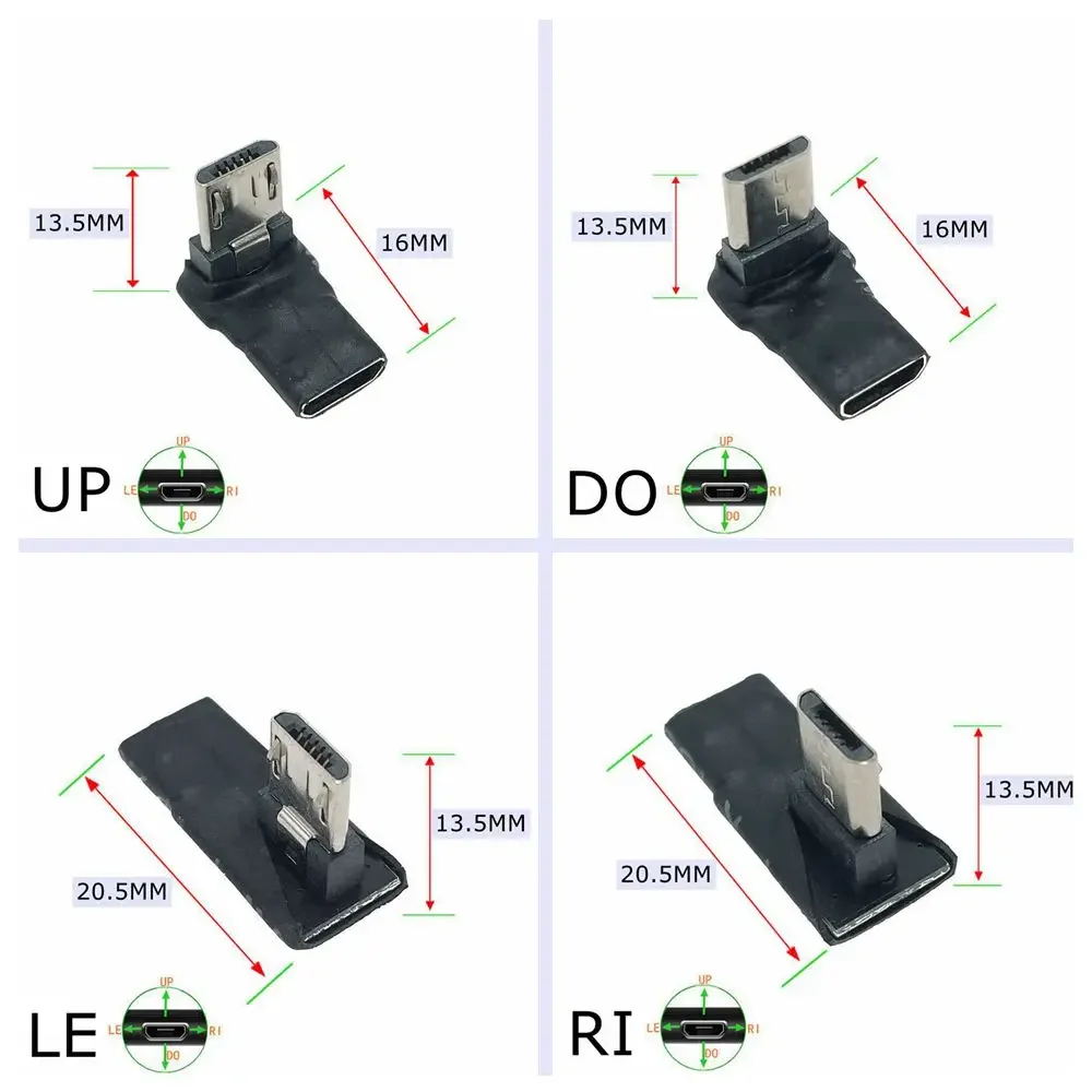 90 Degree USB Left Right Up Angled Micro 5pin Female to Micro USB Male Data Adapter to Mini  Plug Plug Micro USB