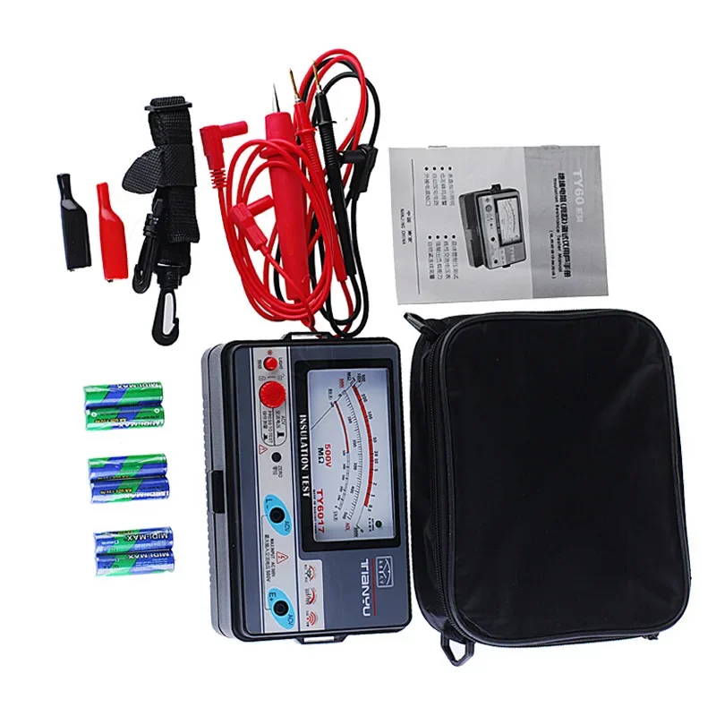 500V 절연 저항 측정기, 아날로그 절연 테스터, 0.5-1000M.