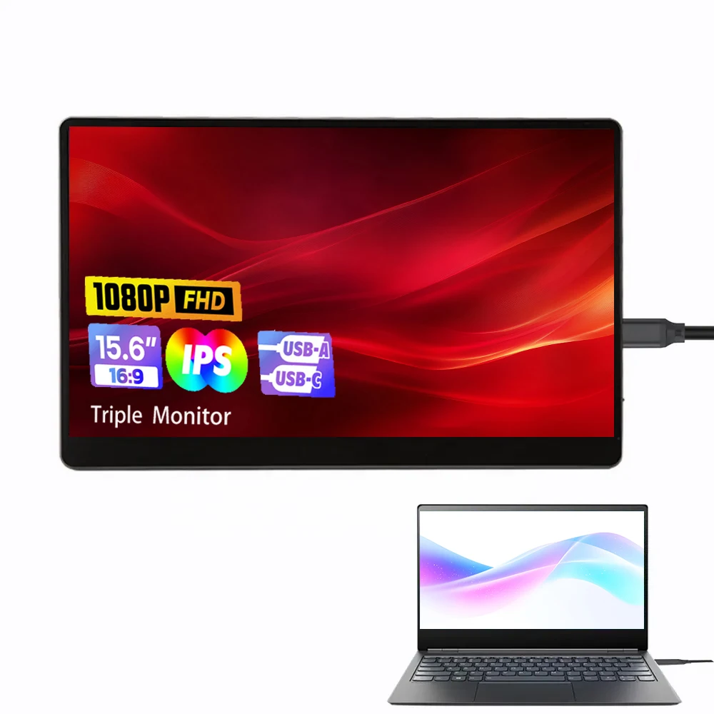 15.6-inch Portable Display Your Portable Grand-screen Cinema and Mobile Working Platform Equipped with Dual Speakers