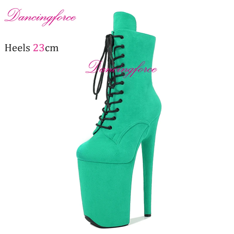 Sexy 23cm/9Inchs Platform Pole Dance Ankle Boots Ultra High Heel Women's Exotic High-Heeled Striptease Shoes