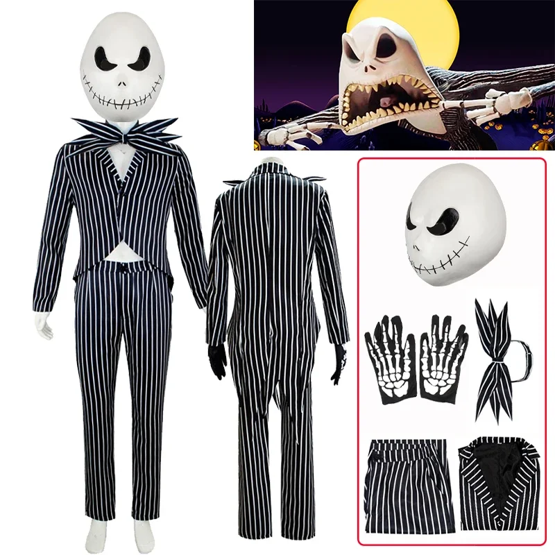 Jack Skellington Cosplay The Nightmare Before Christmas Cosplay Costume Jack Mask Uniform Clothes Suit Halloween Xmas Costumes