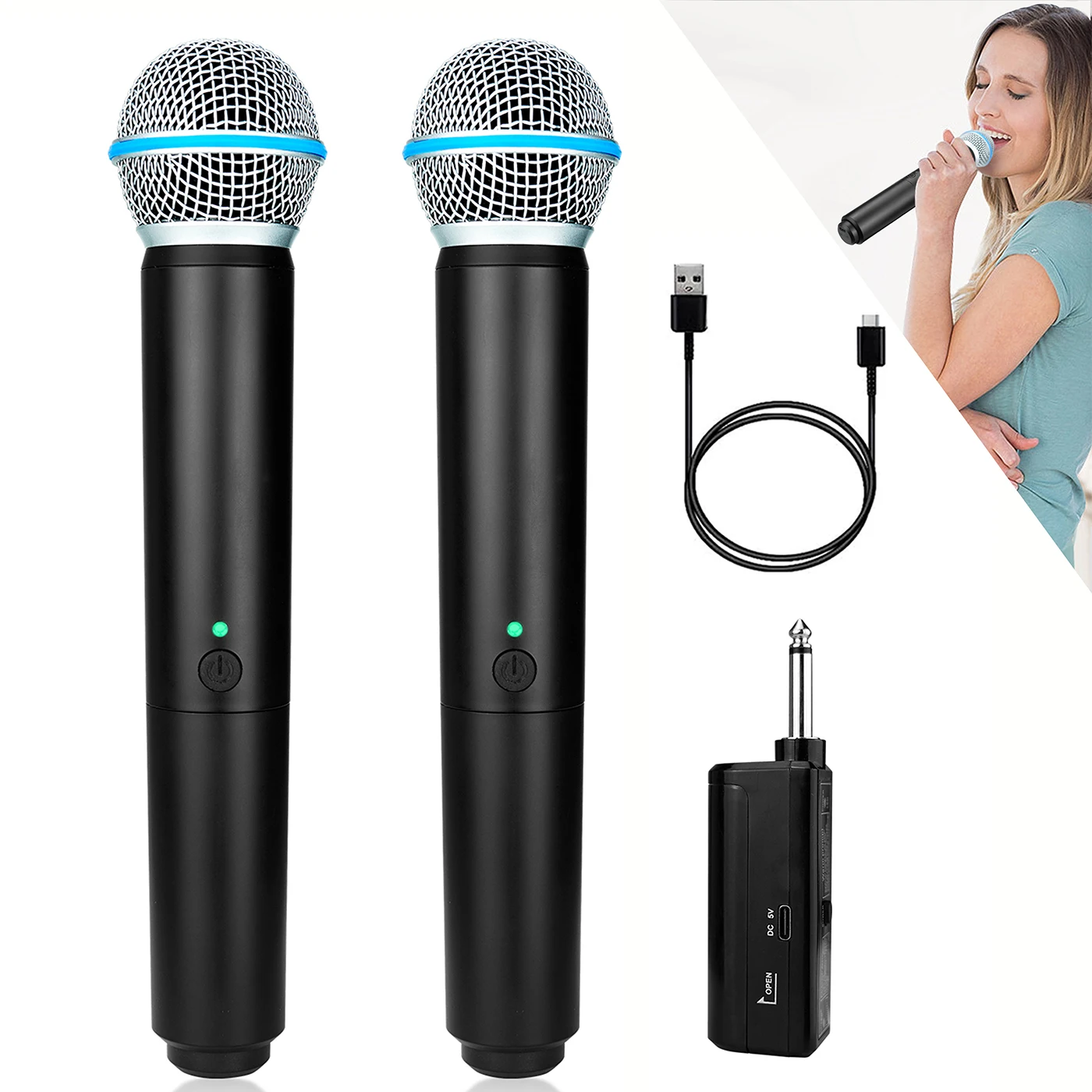 Rechargable Universal Wireless Microphone Dynamic Microphone Handheld Mic Micphone Professional Church Show Meeting