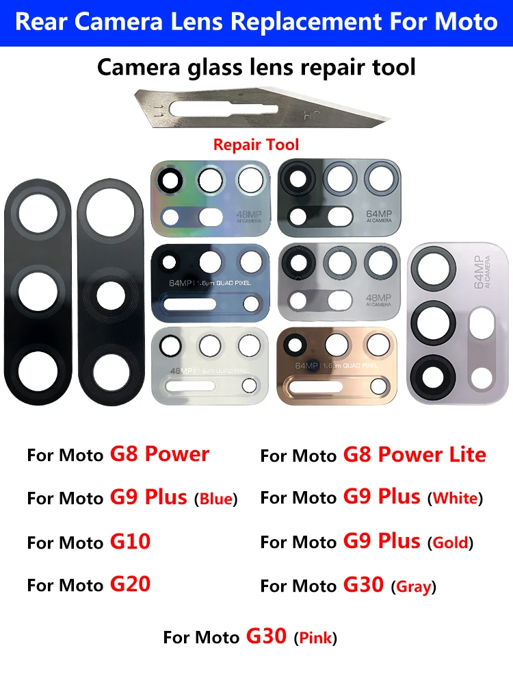 

Стеклянные объективы для задней камеры Moto G30 G20 G10 G9 G8 G7 Play G, 10 шт., стеклянные объективы со стилусом на клейкой основе