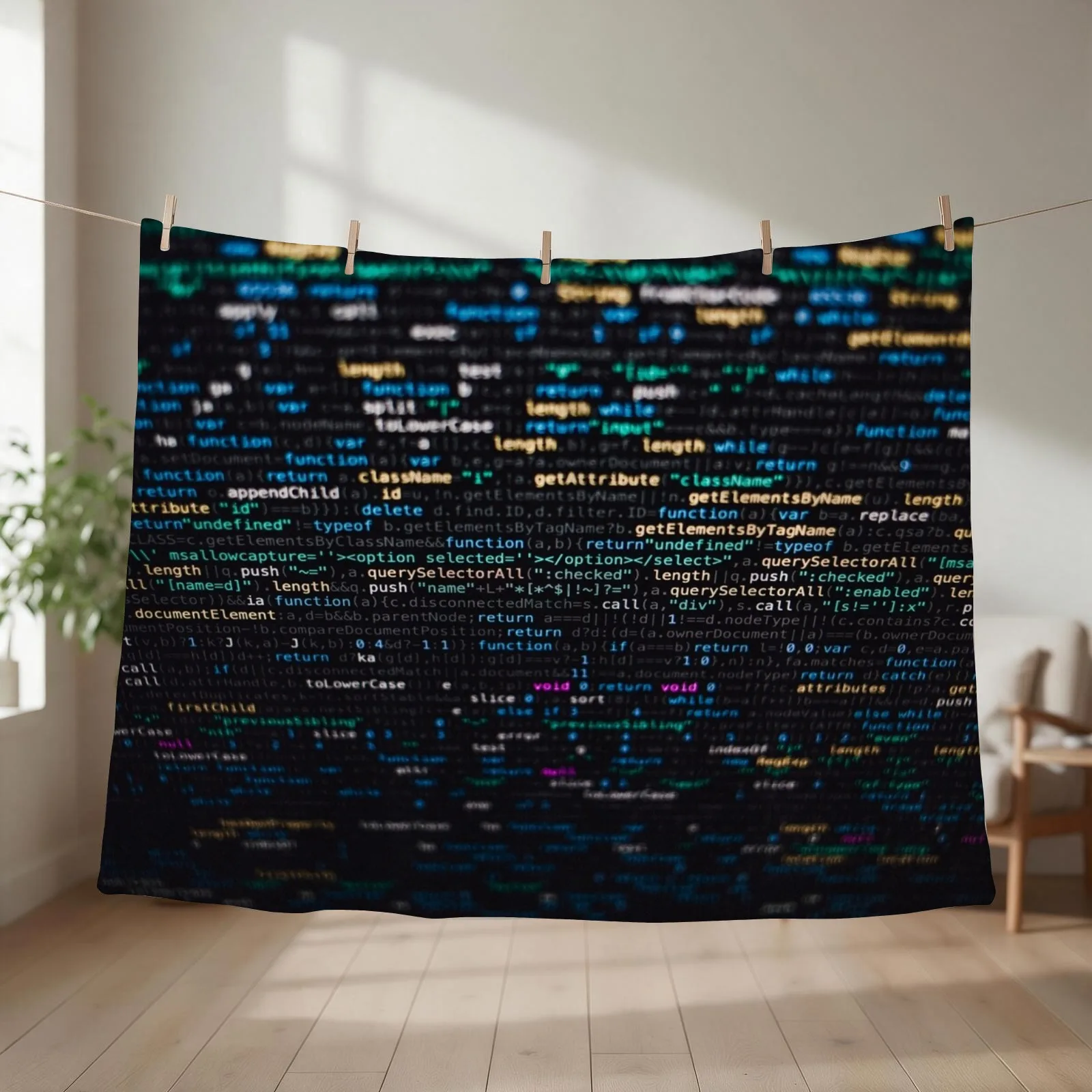 Software Developer Programming Code on Black Background Throw Blanket couch cozy soft plush fuzzy picnic outdoor blanket