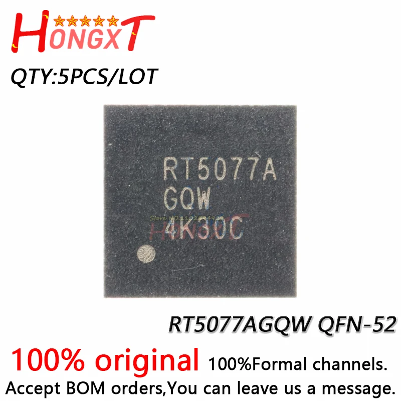 5PCS  100% New RT5077A RT5077AGQW QFN-52.