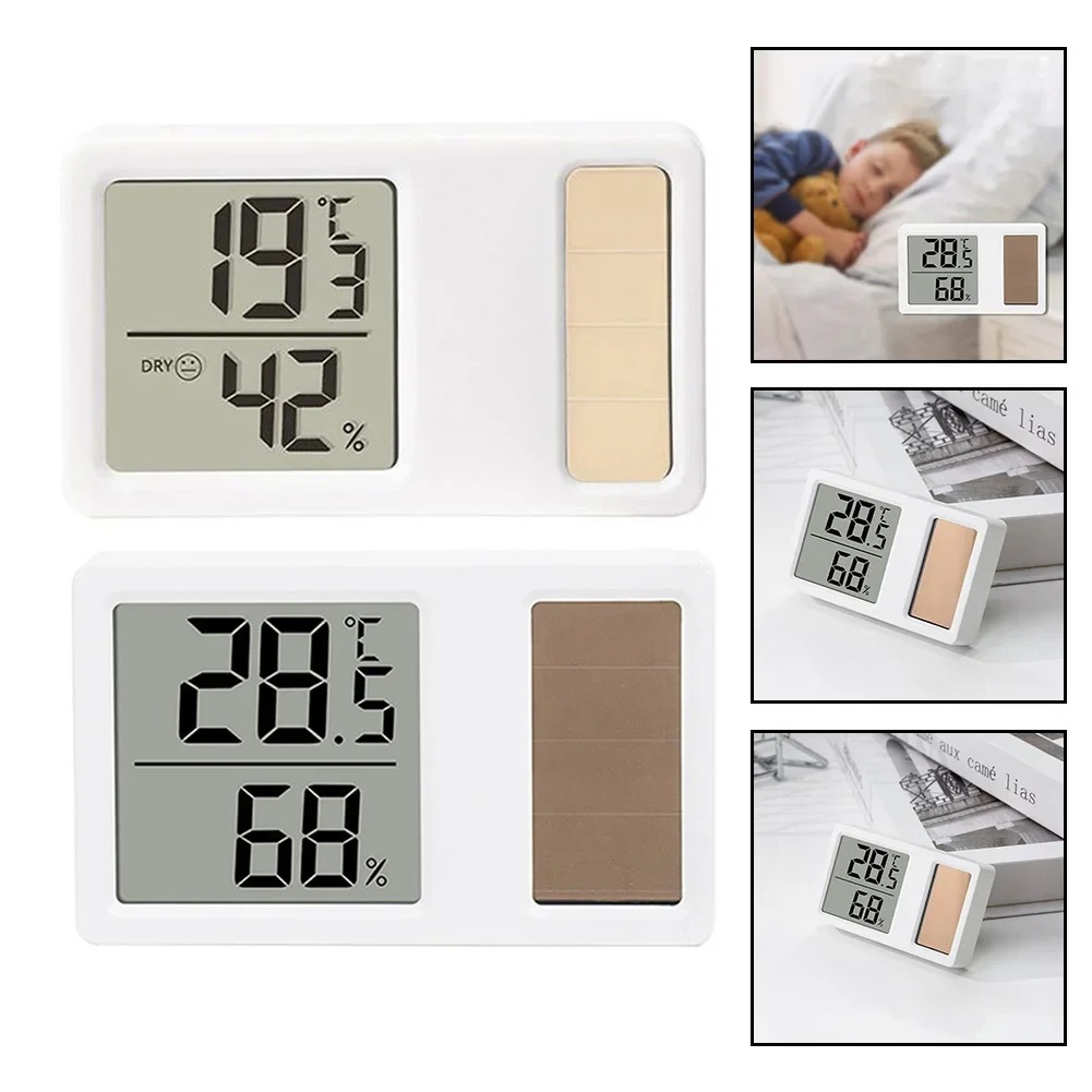 เครื่องวัดอุณหภูมิและความชื้นพลังงานแสงอาทิตย์ Mini แบบพกพาความชื้นดิจิตอลอิเล็กทรอนิกส์เครื่องวัดอุณหภูมิสําหรับห้องนอนหน้าแรก