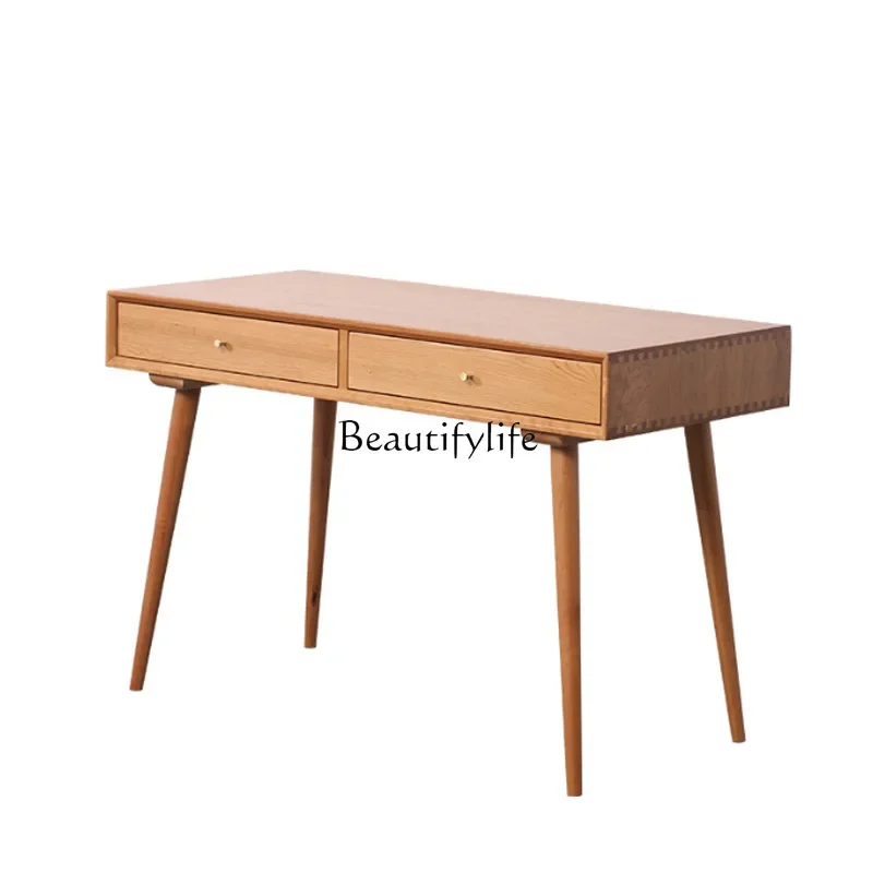 

Nordic all solid wood log color desk Japanese simple cherry wood writing desk