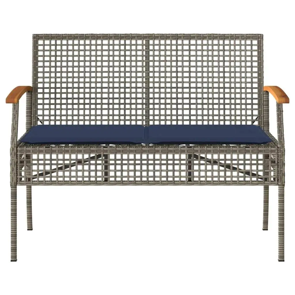 Set da giardino da 4 pezzi in polyrattan grigio con cuscini - Mobili da esterno per comfort e stile