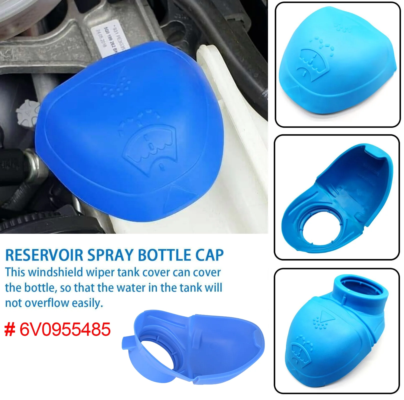 6V0955485, 000096706 Wiper Washer Fluid Reservoir Tank Bottle Cover Lid Plastic Blue For Audi For VW For SKODA