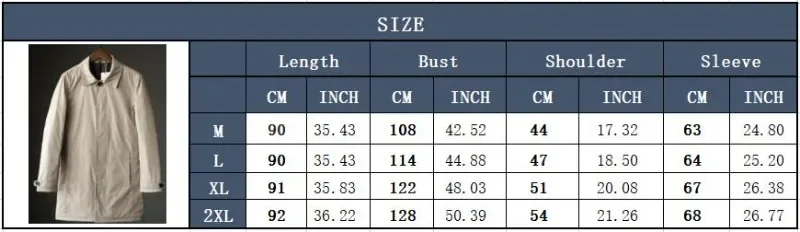 Windproof Warm Mid Length Trench Coat Mens Solid Color Streetwear Waterproof Wind Coat Male Loose Casual Japanese Style Jacket