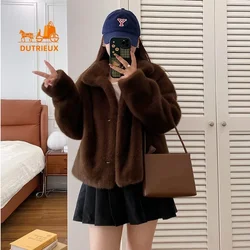 New Winter Genuine Leather Women Fur Coat, Mink Fur Integrated Short Stand Collar Sheepskin Coat Top,elegant Cowhide Warm Jacket