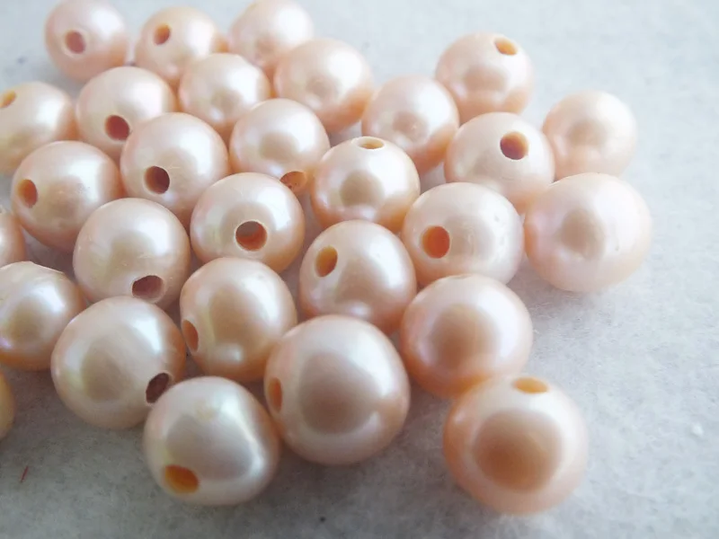 Bulk 100pieces/lot  9-10mm with 2mm hole Pink Freshwater pearl Round Pearl Jewelry Making