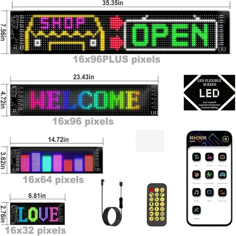 RGB LED Car Sign Animation LED Matrix Pixel Panel DIY Programmable Bluetooth App Control LED Panel Flexible Display Light image 6