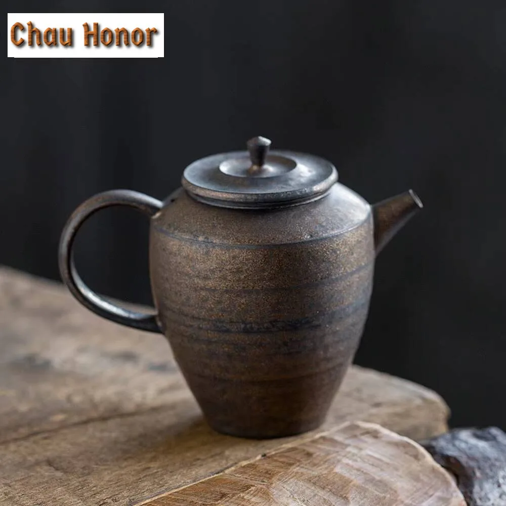 

250 мл ручной работы с тонкими шинами, железный глазурованный чайник, грубая керамика, чайник для заваривания чая с шариковым отверстием, китайский чай, украшение для чая