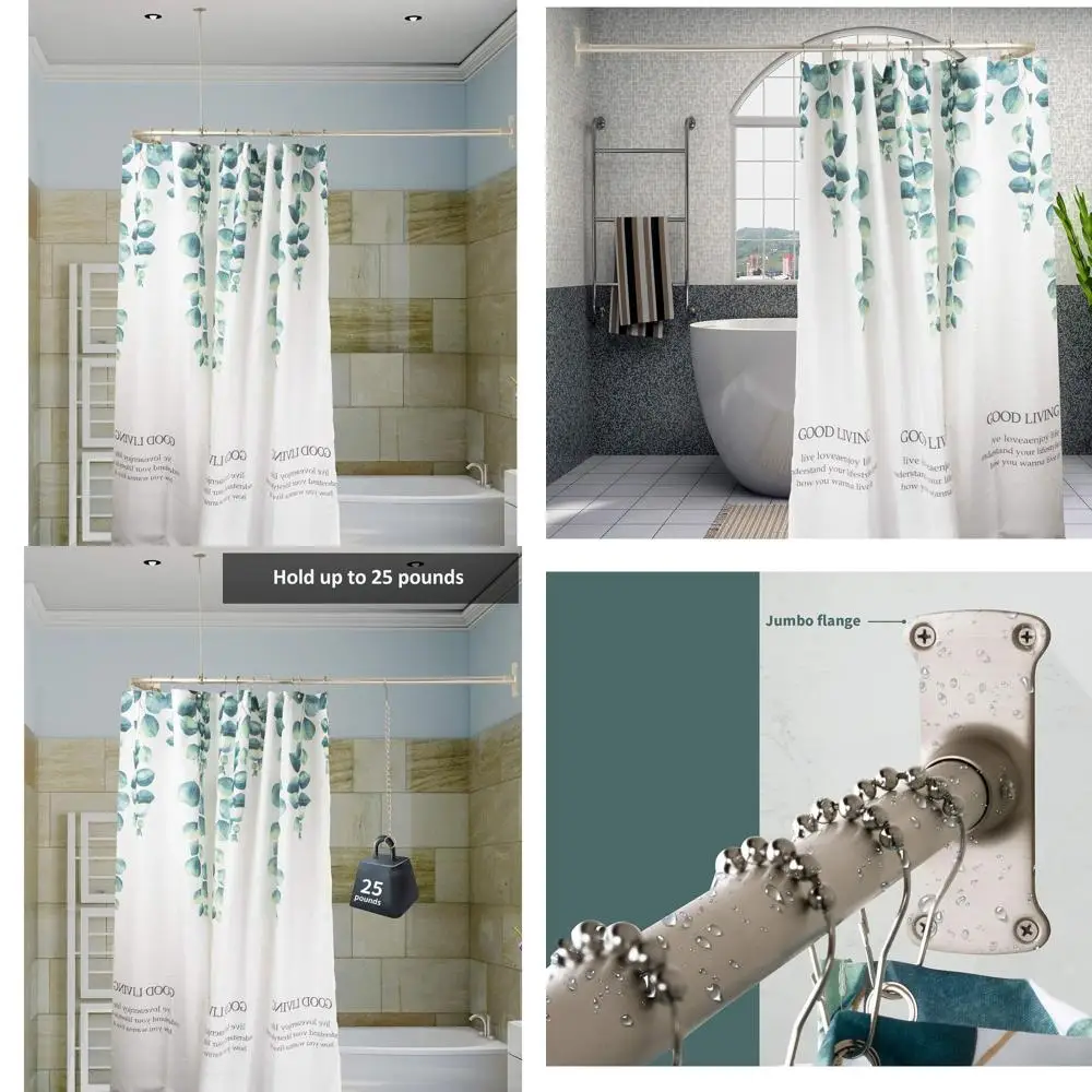 

Ceiling-Supported L-Shaped Shower Curtain Rod for Bathtub in Brushed Nickel Finish