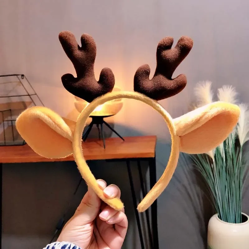 Adults Kids Plush  Antler Reindeer Headband Hair Hoop Children Birthday Party Cosplay Costume  Christmas Halloween