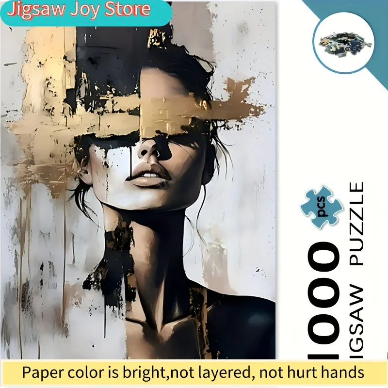 Large Puzzle Suitable for - Modern Abstract Woman Face Art, Complex Brain Teaser with Multicolor Female Portrait, Challenging