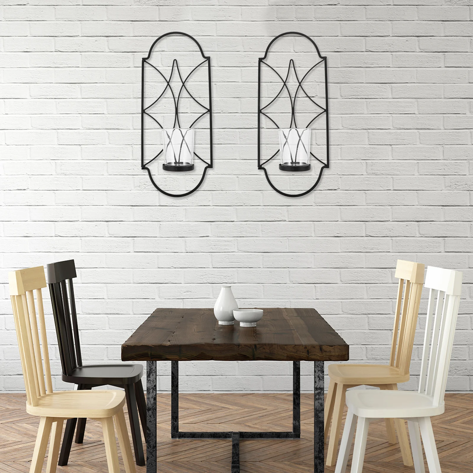 

2Pcs Creative Candlestick Holder Simple Application Method Unique Decorative Effect Iron Candlestick Wall Hanging Holder