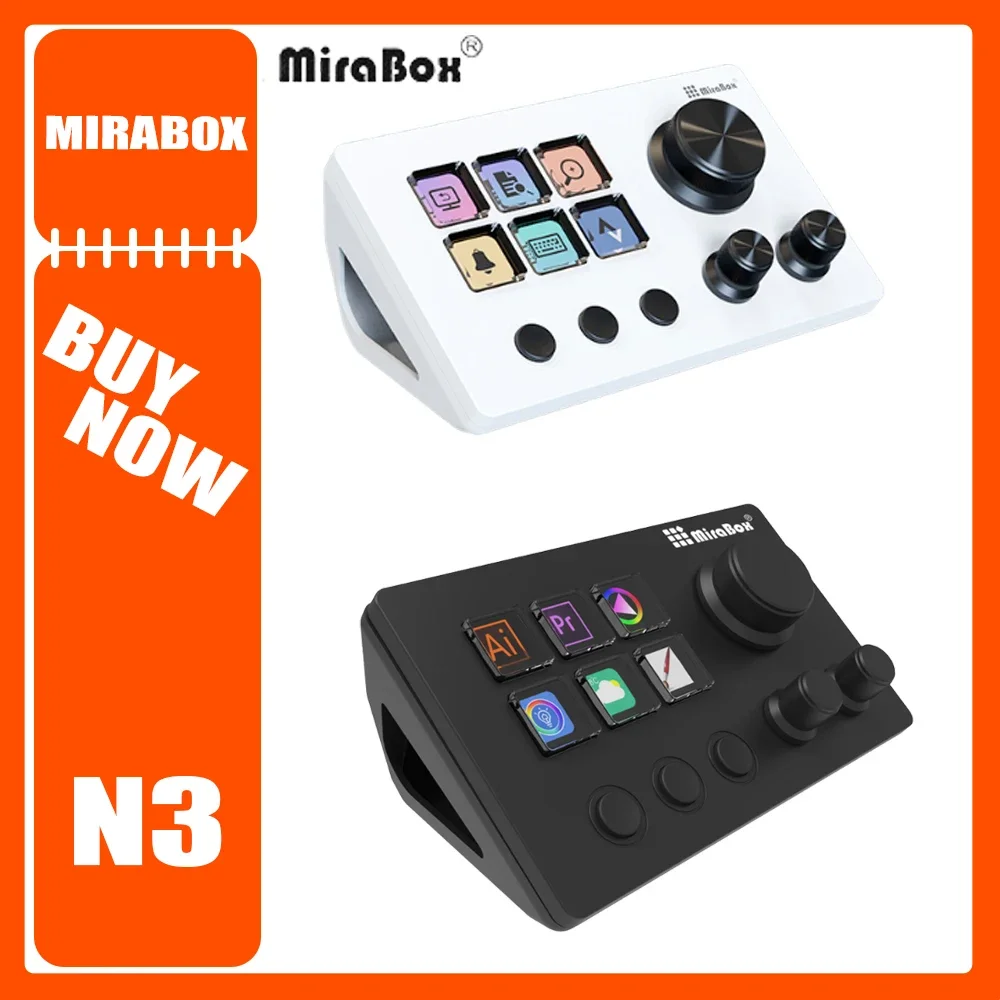 Mirabox N3 Streamdeck 12Key Visual Mini Keyboard Three Multifunctional Knob Button Living Controller for Mac/Win Desk Decoration