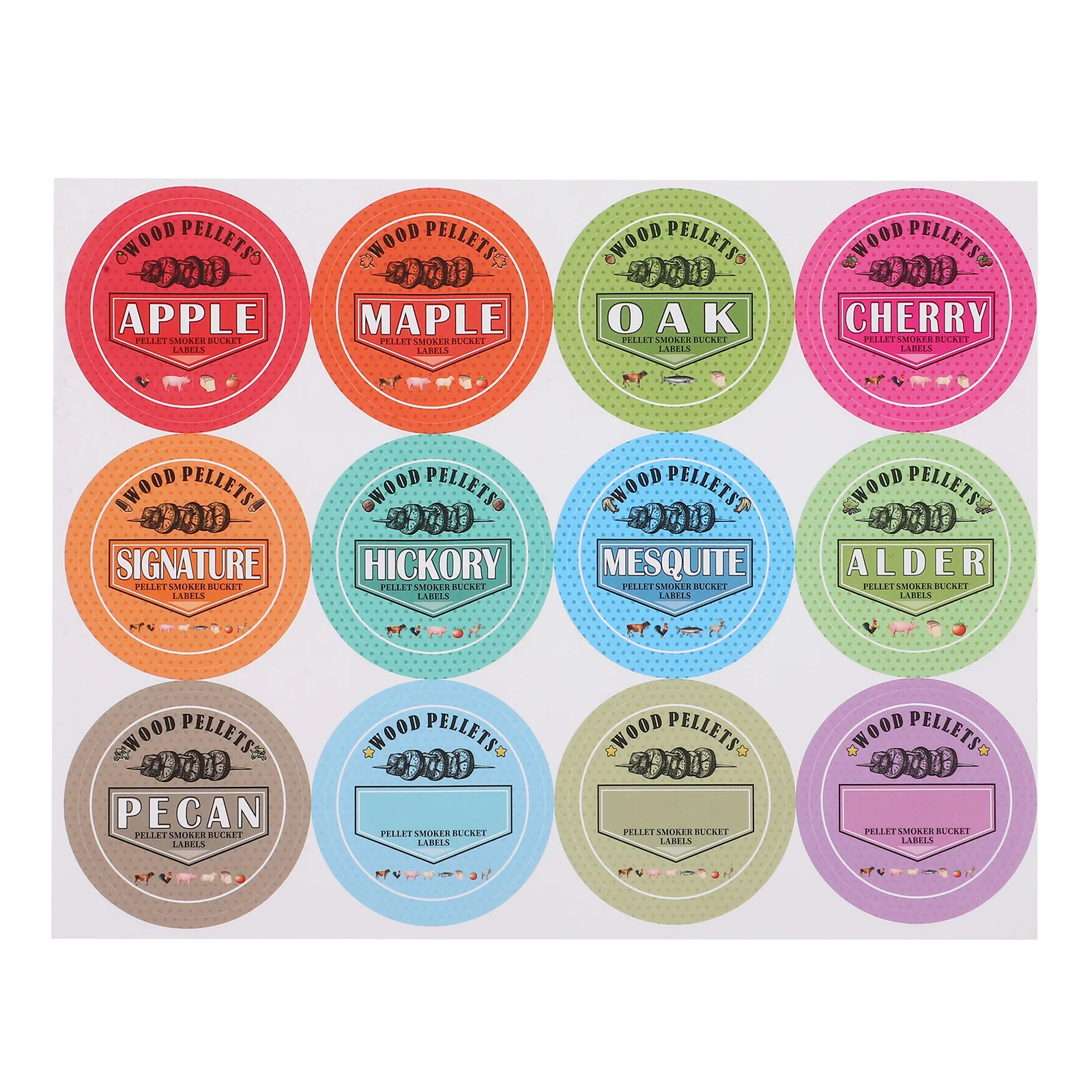 

12 Different Flavors Pellets Storage Container Labels Stickers for Smoker Grill Bucket Practical Identification Tags Kitchen