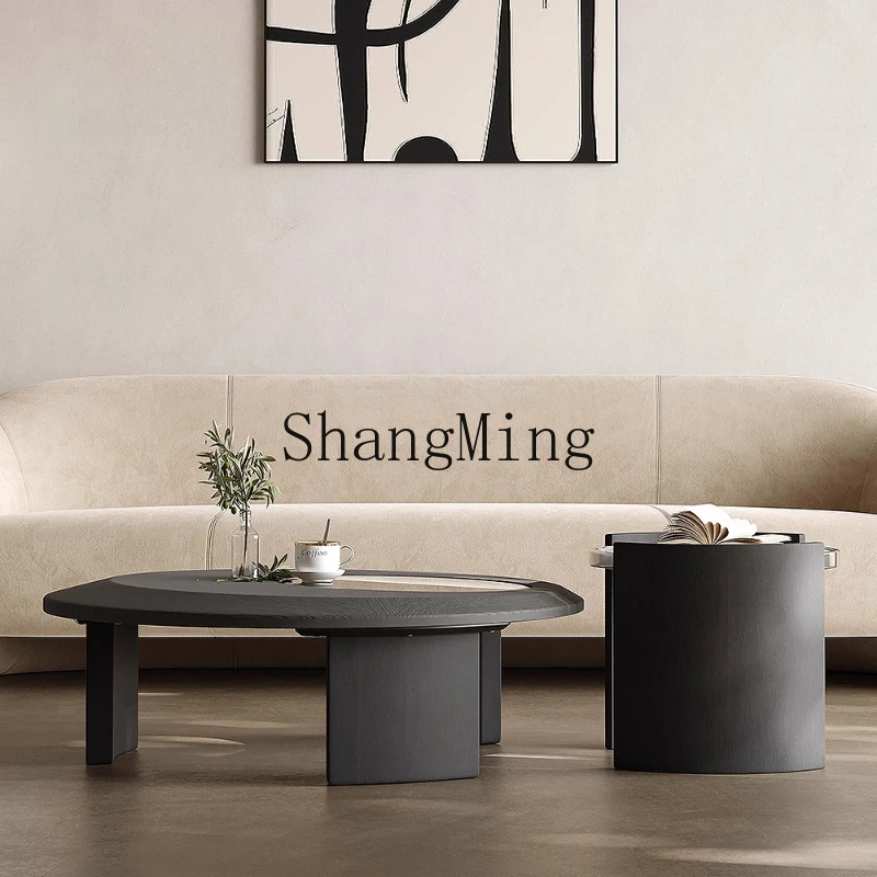 

SM wabi silent wind small apartment coffee table living room home modern minimalist round coffee table combination