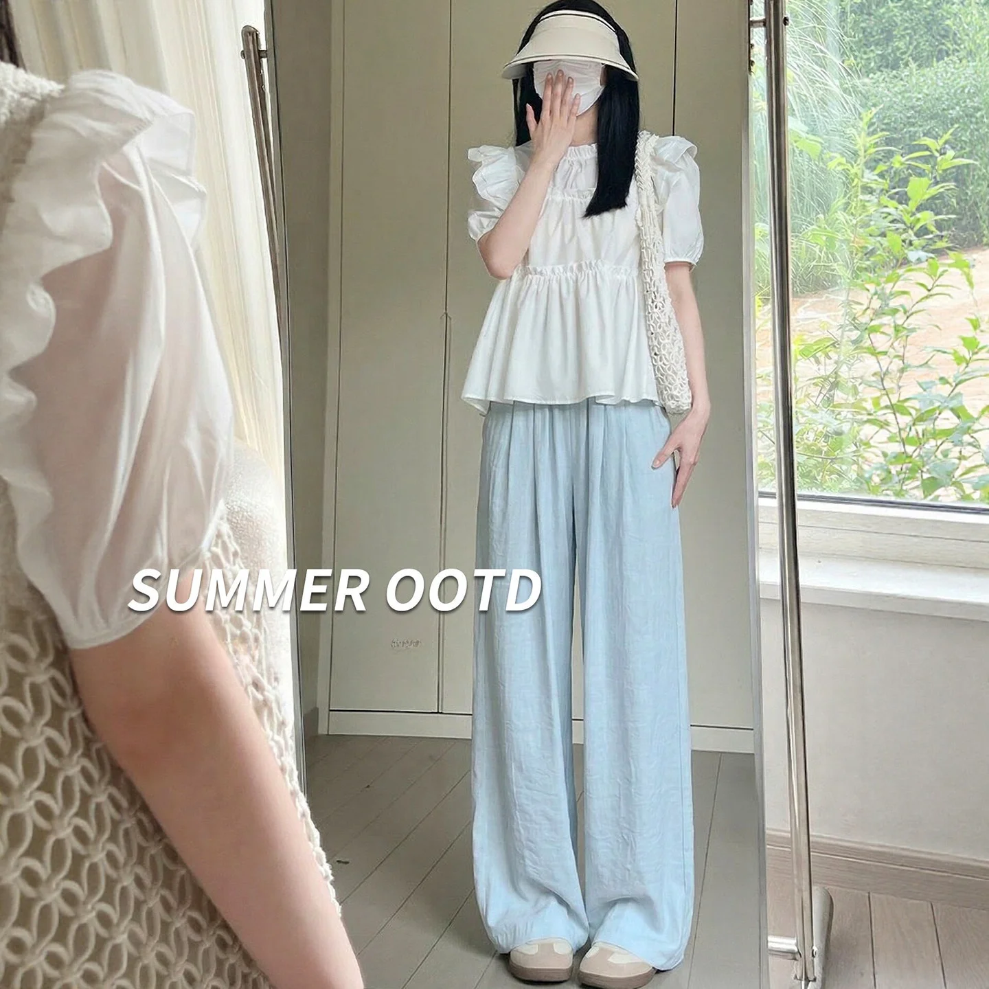 

Синие летние тонкие свободные брюки из ледяного шелка с широкими штанинами, женские, новый стиль, BF Lazy Style, маленький размер, удобные повседневные брюки