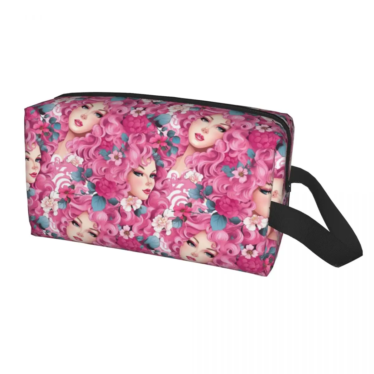 Custom Pink Barbies Faces Makeup Bag Women Travel Cosmetic Organizer Fashion Storage Toiletry Bags