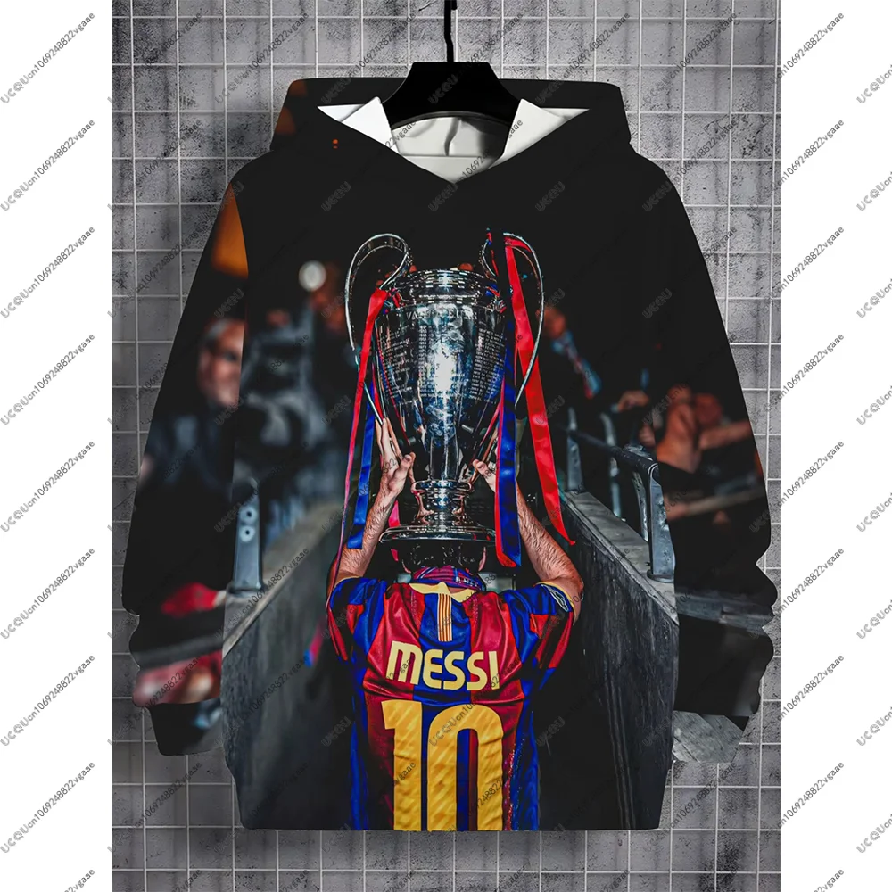 

Football Jersey Tee Men Casual Girl Boys Trophy T Shirt Gift Top Soccer Kid Autumn Sportswear Sweatshirt Hoodie Messi 10 Outdoor