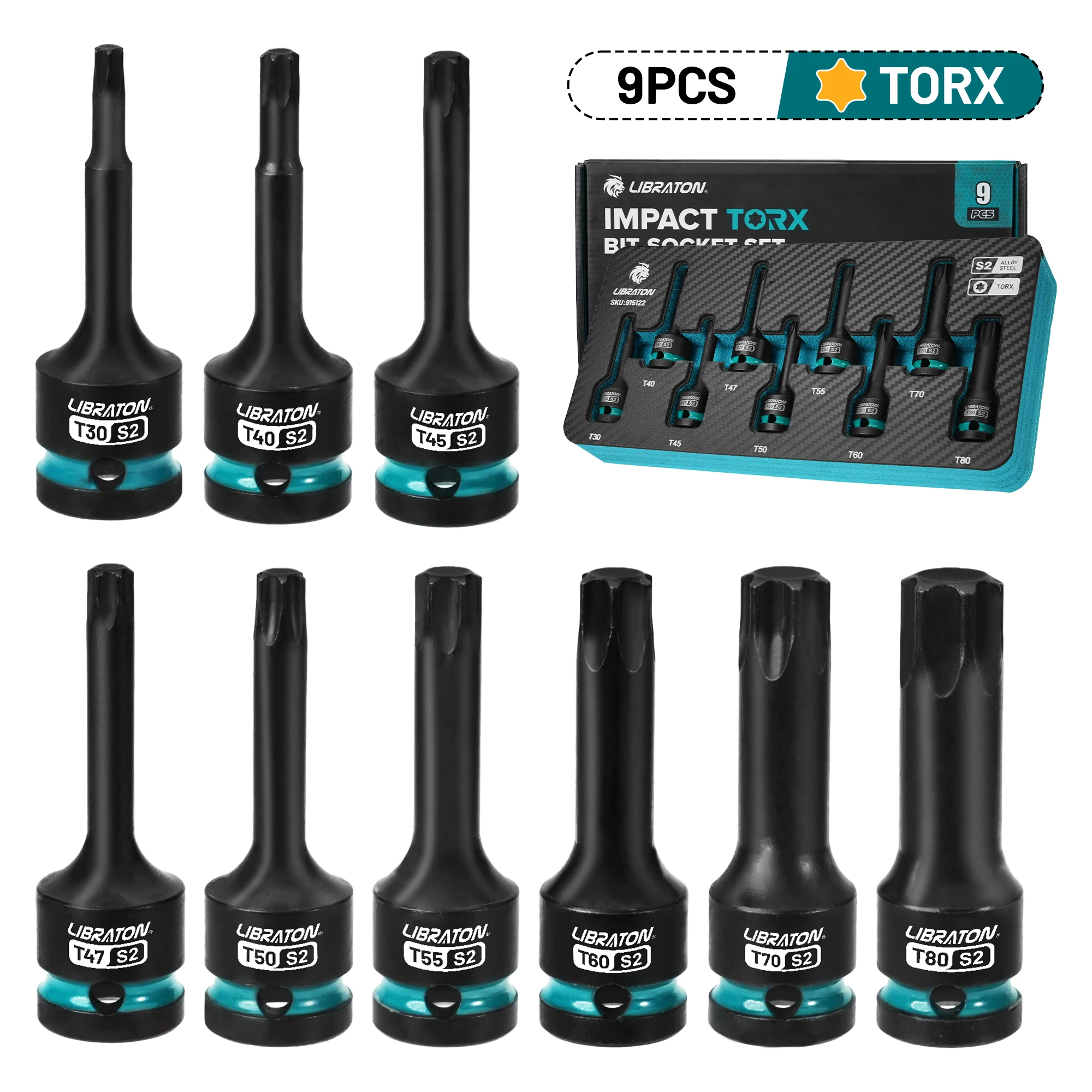 Impact Torx Bit Socket Set, 1/2
