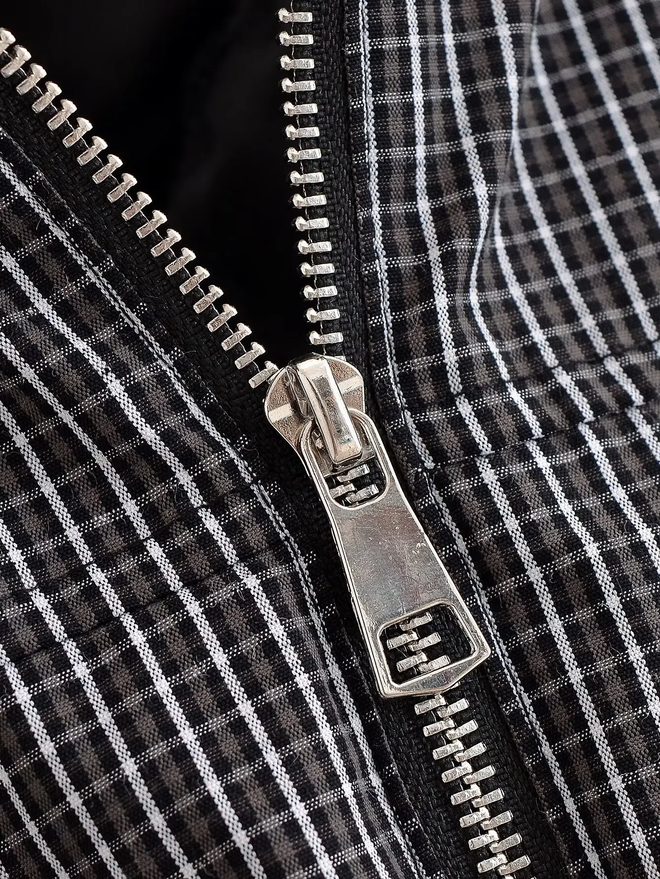 Retro Damen Karo-Jacke, modisch, mit Stehkragen, Kordelzug am Saum, lockere Passform, karierte Oberbekleidung, lässiger Mantel mit langen Ärmeln und Taschen – Detail 7